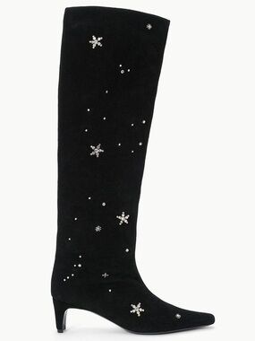STAUD Wally Black Suede Knee High Boots in Starry Night Embellished SOLD OUT